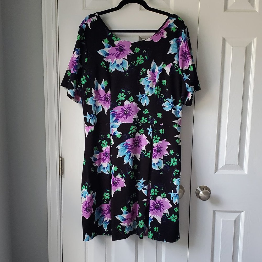 Single Dresses Floral Fit And Flare Black Purple